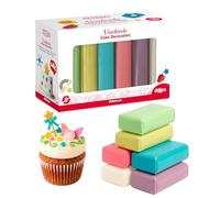 dekora - Pasta de azúcar fondant, Multipack de 6 colores pastel para decorar Tartas, galletas, cupcakes - Elástico, moldeable y fácil de trabajar, Sin gluten, Halal y Kosher 600 g