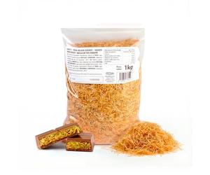 dekora - Pasta Kataifi para postres y platos salados 1kg, Kataifi fideos para chocolate dubai, Kadayif Fino y Crujiente para Repostería Árabe y Turca, sin azúcar, sin lactosa y halal