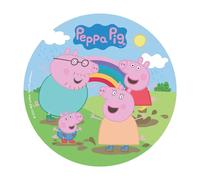 Dekora, Peppa Pig Oblea Comestible, Decoración para Tarta Infantil, Decoración para Aniversario o Fiesta de Cumpleaños, Disco Redondo 20 CM