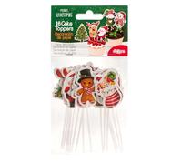 dekora - Pinchos de Navidad en 8 Modelos - Toppers para Decorar Cupcakes, Muffins, Tartas y Otros Dulces - Decoración para Repostería de Navidad Apta para Contacto Alimentario - 16 Unidades