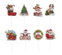 dekora - Pinchos de Navidad en 8 Modelos - Toppers para Decorar Cupcakes, Muffins, Tartas y Otros Dulces - Decoración para Repostería de Navidad Apta para Contacto Alimentario - 48 Unidades