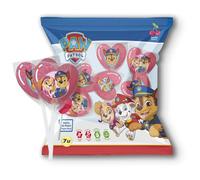 dekora | Piruletas corazón Patrulla Canina sin gluten - Bolsa 7 unidades - Golosinas cumpleaños infantiles - Sin Lactosa, Vegetarianas - Bolsas de Chuches para Fiestas y Piñatas