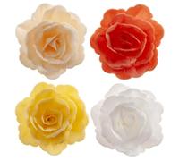 dekora | Rosas de Oblea Otoño - Flores comestibles para decorar tartas, Pasteles, Cupcakes y Otras Recetas | Ingredientes Naturales | Colores Surtidos | 7cm