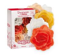 dekora | Rosas de Oblea Otoño - Flores comestibles para decorar tartas, Pasteles, Cupcakes y Otras Recetas | Ingredientes Naturales | Colores Surtidos | 7cm
