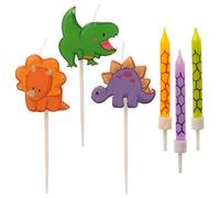 Dekora - Set de Velas de Cumpleaños de Dinosaurios para Decorar la Tarta de Cumpleaños más Monstruosamente Divertidas - 15 Velas
