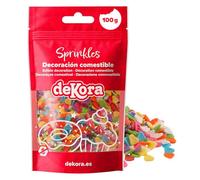 dekora - Sprinkles de Azúcar en Forma de Corazón Multicolor, Decoración Comestible para Tartas, Cupcakes y Galletas - Ideal San Valentín y Día de los Enamorados - 100 g