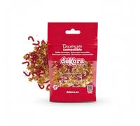 dekora - Sprinkles de Navidad 100g, confeti de azúcar comestible en blíster, decoraciones dulces en forma de estrellas, bastones y bolitas, tartas, galletas y cupcakes