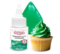 dekora - Colorante Alimentario Líquido Liposoluble Super Color - Agrega Color a tus Recetas Fácilmente - Azo Free, Sin Gluten y Sin Azúcar Añadido - Color Verde - Colorante Líquido 30 ml