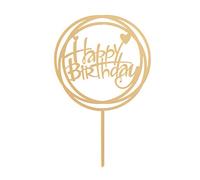 Dekora - Topper de Tartas para Cumpleaños Color Dorado - Happy Birthday