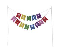 Dekora - Topper de Tartas para Cumpleaños con Banderines de Colores - Happy Birthday