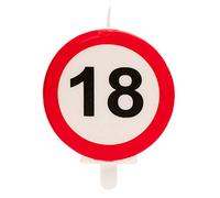 Dekora - Vela Cumpleaños con Señal de Prohibido para Decoracion de Tartas - Numero 18
