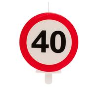 Dekora - Vela Cumpleaños con Señal de Prohibido para Decoracion de Tartas - Numero 40