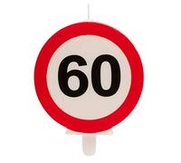 Dekora - Vela Cumpleaños con Señal de Prohibido para Decoracion de Tartas - Numero 60