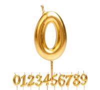 dekora - Vela Cumpleaños Nº0 Dorada 7,5 cm para Decorar Tartas