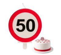 Dekora - Vela Cumpleaños Original con Señal de Prohibido para Decoracion de Tartas - Numero 50