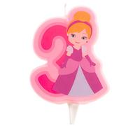 Dekora - Vela de Cumpleaños 2D de Princesa para Tartas Infantiles - Numero 3
