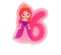 Dekora - Vela de Cumpleaños 2D de Princesa para Tartas Infantiles - Numero 6