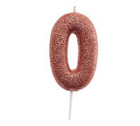 Dekora - Vela de Cumpleaños Numero 0 con Purpurina Rosa