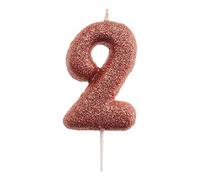Dekora - Vela de Cumpleaños Numero 2 con Purpurina Rosa