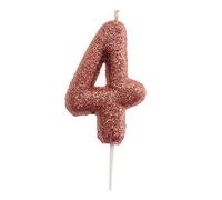 Dekora - Vela de Cumpleaños Numero 4 con Purpurina Rosa