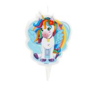 dekora | Vela de Cumpleaños | Sin Aroma | Unicornio Tesia 2D | Vela con Base de Plástico