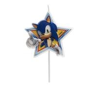 dekora - Vela de cumpleaños Sonic the Hedgehog 11 cm para decorar tartas y cupcakes, reutilizable con soporte, lista para usar