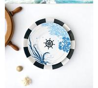 Dekorah Elegante juego de platos para 1 persona. Ideal para barcos. Juego náutico de melamina. Resistentes, ligeros y perfectos para yates, barcos y camping.