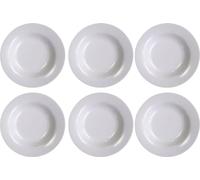 Dekorah Juego de 6 platos hondos de melamina blancos de 22 cm - Resistentes y lavables en lavavajillas - Ideal para sopas, catering y aperitivos en cantinas, barcos, RSA, camping y autocaravanas.