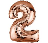 DekoRex Globo de Celebración de Boda Oro Rosado 40cm (Número: 2)