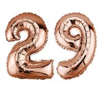 DekoRex Globo de papel de aluminio, oro rosa, 40 cm, decoración para cumpleaños, aniversario, boda (número 29)