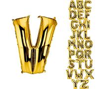 DekoRex Globo oro 82cm Globo de Celebración de Boda (Letra V)