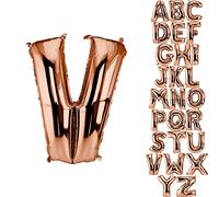 DekoRex Globo oro rosa 82cm Globo de Celebración de Boda (Letra V)