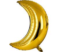 DekoRex Globos de plástico con forma de luna, 60 cm, decoración para fiestas de cumpleaños, Año Nuevo, color dorado