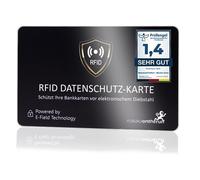 DEKRA + EMV gepr. RFID Blocker Card 360° RFID Protección contra interferencias Electrónicas - NFC Blocker Card - Tarjeta de protección para cartera grande - Tarjeta de protección contra el robo de