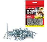 DEKTON 130 tornillos autorroscantes Pozi avellanados de 4,2 x 19 mm, chapados en zinc CR3+, duraderos y resistentes, ideales para madera, metal, mampostería, bricolaje y reparaciones
