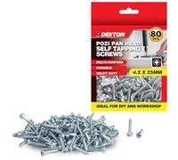 DEKTON 80 tornillos autorroscantes Pozi de cabeza plana de 4,2 x 25 mm, chapados en zinc CR3+, duraderos y resistentes a la corrosión, ideales para madera, metal, mampostería, bricolaje y reparaciones