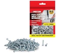 DEKTON 95 tornillos autorroscantes Pozi de cabeza plana de 4,2 x 19 mm, chapados en zinc CR3+, duraderos y resistentes a la corrosión, ideales para madera, metal, mampostería, bricolaje y reparaciones
