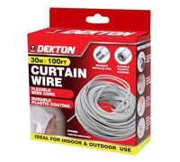 DEKTON Alambre de Cortina de 30 m, Alambre Flexible Resistente para Colgar Cortinas, Redes y gasas, fácil de Cortar e Instalar, Incluye Fijaciones, Ideal para el hogar, la Oficina o Uso al Aire Libre