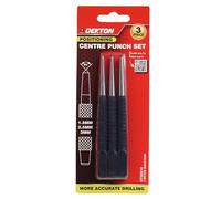 Dekton Juego de 3 perforadoras centrales de acero forjado tratado térmicamente, agarre moleteado, cara de golpe grande, perforadores de uñas de precisión de 1,5 mm, 2 mm y 3 mm para madera y metal