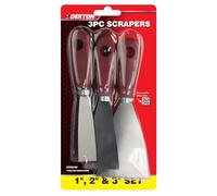 Dekton Juego de 3 raspadores de acero inoxidable de 1, 2 y 3 pulgadas con asas ergonómicas de madera, ideal para papel pintado, relleno de grietas, reparaciones de agujeros y tareas generales de