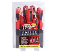 Dekton Juego de destornilladores de 21 piezas, 6 estándar, 4 de precisión, 10 puntas surtidas y soporte de brocas, acero CR-V, ranurado, Phillips y Torx, asas ergonómicas antideslizantes, kit de