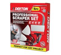 Dekton Juego de raspadores profesionales de 4 piezas - Cuchillas de acero inoxidable resistentes de 2, 4, 6, 8 pulgadas, con agarre ergonómico de goma, ideal para quitar papel pintado, rellenar