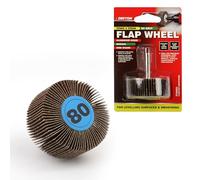 Dekton Ruedas de solapa de 50 mm, grano 80 x 20 mm, óxido de aluminio mediano para madera, metal y plástico, nivelación de superficie, alisado, desbarbado y pulido, se adapta a taladros eléctricos de