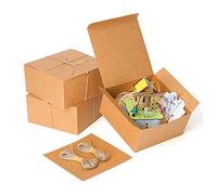 Dekun 3 Pack Boîte Cadeau Marron de Haute Qualité Facile à Assembler Boîte en Papier Kraft Recyclable avec Couvercle Pour emballer les Cadeaux de Noël (8x8x4 pulgadas)