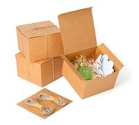 Dekun Caja de Regalo Kraft Marrón (5 unid.) Caja de Cartón con Tapa, Fácil de Montar - Embalaje para Regalos de Bodas/Cajas para Cupcakes de Navidad(6x6x4 pulgadas)