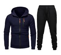del /22 Hombre Otoño e Invierno de Dos Piezas con Capucha Chaqueta con Capucha de Manga Larga y Pantalones de Bolsillo Chándales de Invierno, Marina militar., M