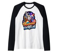 del Barrio a Las Estrellas Cohete Astronauta Puertorriqueño Camiseta Manga Raglan