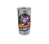 Del Barrio a Las Estrellas Cohete Astronauta Puertorriqueño Vaso térmico de acero inoxidable de doble pared