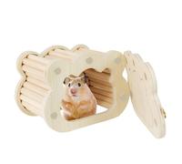 del hámster de madera - Casa de animales de madera natural, masticación amigable de roedores | Pequeña cabina de anidación para mascotas con un retiro de jaula suave para el uso de