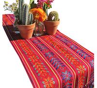 Del Mex Bufanda Tejida Estilo rebozo Mexicano para Camino de Mesa (Rojo)